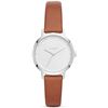 Image 1 : NEW DKNYY 32MM WHITE DIAL BROWN LEATHER BAND WATCH