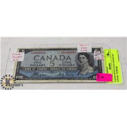 CAD $5 DEVILS FACE SIGNED BY COYNE +TOWERS