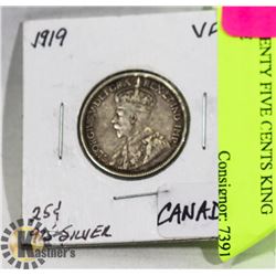 1919 TWENTY FIVE CENTS KING GEORGE