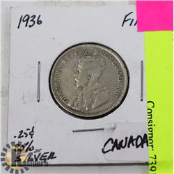 1936 TWENTY FIVE CENTS KING GEORGE
