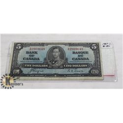 1937 FIVE DOLLAR BILL