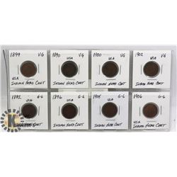 LOT OF 8-INDIAN HEAD CENTS USA