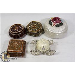 SET OF 5 DECORATIVE TRINKET BOXES