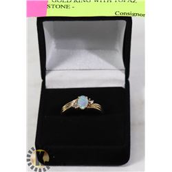 14 KT GOLD RING WITH TOPAZ GEMSTONE -
