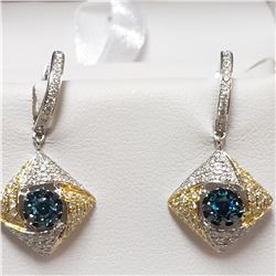 89) 14KT WHITE & YELLOW GOLD PAIR OF FANCY COLORED