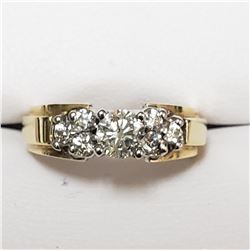 96) 14KT YELLOW AND WHITE GOLD DIAMOND RING.