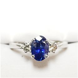 98) 10KT WHITE GOLD SAPPHIRE & DIAMOND RING.