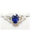 Image 1 : 98) 10KT WHITE GOLD SAPPHIRE & DIAMOND RING.