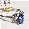 Image 3 : 98) 10KT WHITE GOLD SAPPHIRE & DIAMOND RING.