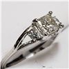 Image 2 : 81) 14KT WHITE GOLD FANCY CUT DIAMOND RING. SIZE 6