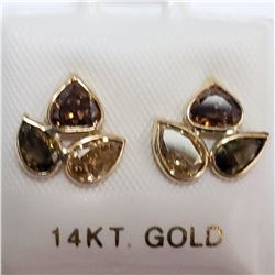94) 14KT YELLOW GOLD PAIR OF FANCY CUT & COLORED