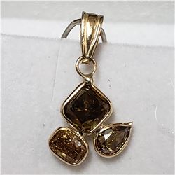 92) 14KT YELLOW GOLD FANCY CUT AND COLORED BROWN
