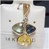 Image 1 : 77)14KT YELLOW GOLD FANCY COLORED SAPPHIRE PENDANT