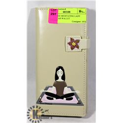 NEW BEIGE MEDITATING LADY SHAGWEAR WALLET