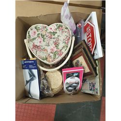 BOX W/HOUSEHOLD ITEMS INCL.