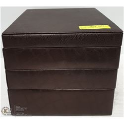 DELUXE LEATHER 3-LEVEL JEWELLERY BOX