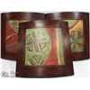 Image 1 : SET OF 3 CONVEX WOOD FRAMED COLOURFUL