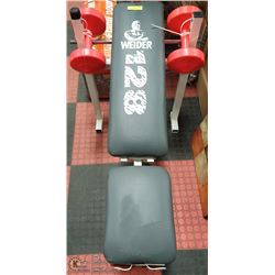 WEIDER WEIGHT/WORKOUT BENCH,WITH 2 TEN POUND