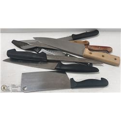 LOT OF ASSORTED KITCHEN KNIVES AND CLEAVER