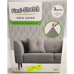SOFA COVER FLEXI STRETCH 3 SEATER GREY