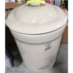 2 GALLON STONEWARE CROCK WITH LID