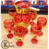 Image 1 : RED ART GLASS PITCHER AND GLASSES SET