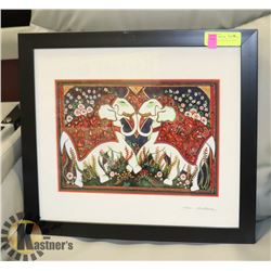 VINTAGE WOOD FRAMED SIGNED ARTWORK BY