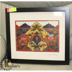 VINTAGE WOOD FRAMED SIGNED ARTWORK BY