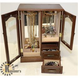 ESTATE JEWELLERY BOX WITH CONTENTS  14" HIGH,