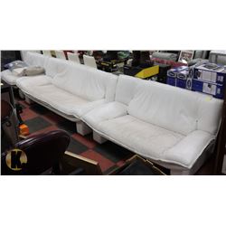 WHITE MODERN STYLE LEATHER 3PC SOFA SET, INCLUDES