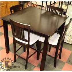 HIGH TOP KITCHEN TABLE WITH 4 CHAIRS, 42 X 42 X 36