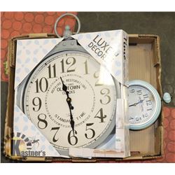 NEW 14" DIAMETER GREY METAL "OLD TOWN" CLOCK &