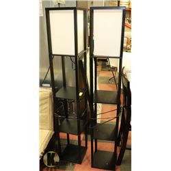 PAIR OF FLOOR LAMPS WITH 3 TIER SHELVES, 63" TALL