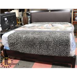 KING LEATHER PADDED HEADBOARD AND FRAME