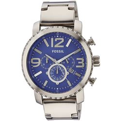 NEW FOSSIL BRUSHED SILVER TONE S/STEEL BLUE DIAL