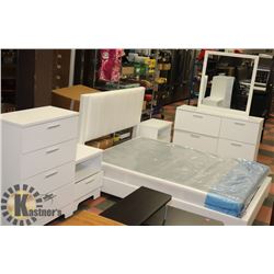 WHITE 5PC BEDROOM SET, INCLUDES LEATHERETTE