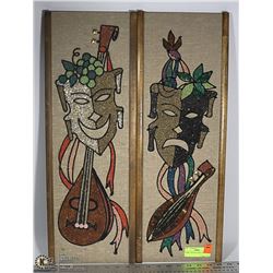 SET OF 2 THEATRE SAD MASK & HAPPY MASK BEAD ON