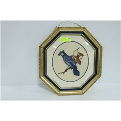 BLUE JAY PETIT POINT PICTURE 15" W X 17-1/2