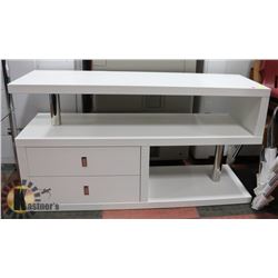 MODERN WHITE SHELF UNIT, 47 X 16 X 28