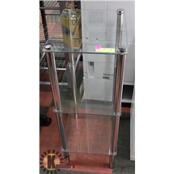 CHROME & GLASS 3 TIER SHELF, 12 X 16 X 30