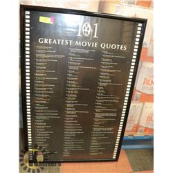 101 GREATEST MOVIE QUOTES FRAMED POSTER 36"X24"