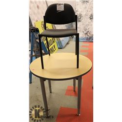 NEW 2 TONE ROUND TABLE WITH 1 OFFICE CHAIR