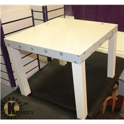 WHITE END TABLE, 22 X 22 X 18