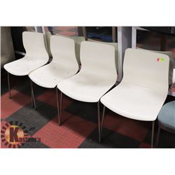 LOT OF 4 OFF WHITE CHROME LEG SIDECHAIRS