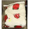 Image 1 : WHITE CROCHET AFGHAN WITH RED ROSES