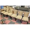 Image 1 : LOT OF 8 ASSORTED YELLOW STRIPED FABRIC CHAIRS