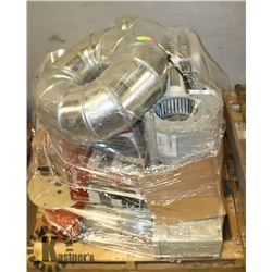 PALLET OF BUILDING MATERIAL, HEATERS, TOOLS