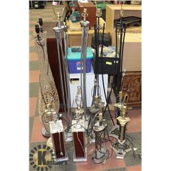 LARGE LOT OF ASSORTED FLOOR AND TABLE LAMPS NO