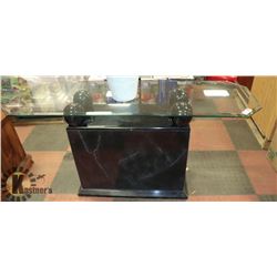 GLASSTOP SOFA TABLE, 58 X 18 X 28