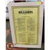 Image 1 : VINTAGE BILLIARDS RULES, 20 X 32
